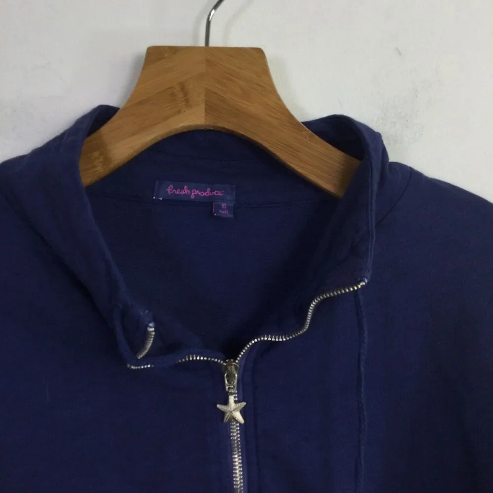 Fresh Produce Womens Sweatshirt Full zip-Up Long Sleeves Moonlight Blue Size XL - Picture 2 of 15